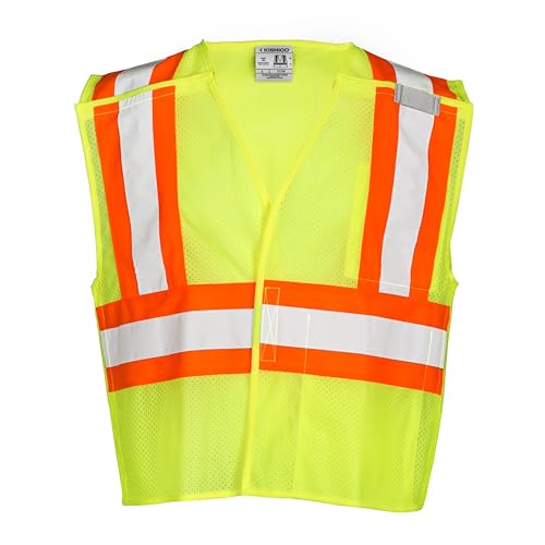 Kishigo 1174 Ultra-Cool Polyester Mesh Breakaway Vest, Large, Lime