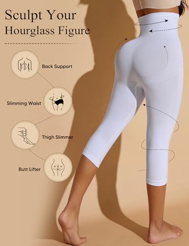 Image of Shapewear Leggings for Women Tummy Control High Waisted Capri Body Shaper Butt Lift Thigh Slimmer
