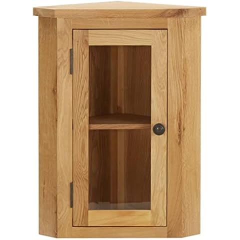 vidaXL Eichenholz Massiv Wand Eckschrank mit Spiegel Rustikal Badschrank Hängeschrank Schrank Badezimmerschrank Wandschrank 45x28x60cm Cover