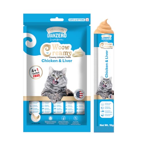 Image of Grain Zero Chicken & Liver Creamy Cat Treat (75g x 5 Pouches) Total 375g
