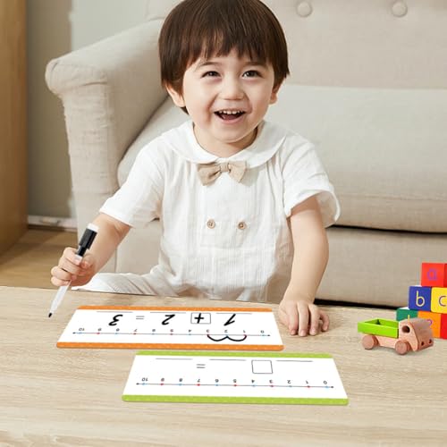 Image of PATPAT Early Education Cards for Toddlers Preschool Math Calculation Learning Cards Reusable & Dry Erase Writing Addition Practice Learning Activity Cards, 16 Cards with 2 Pens
