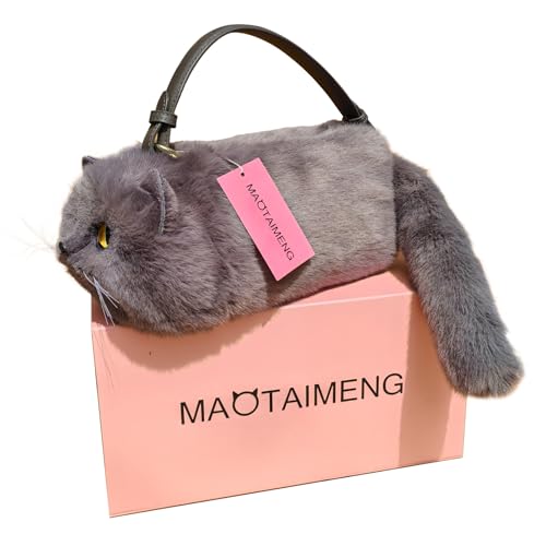 Realistic Plush Cat Shape Bag For Women3
