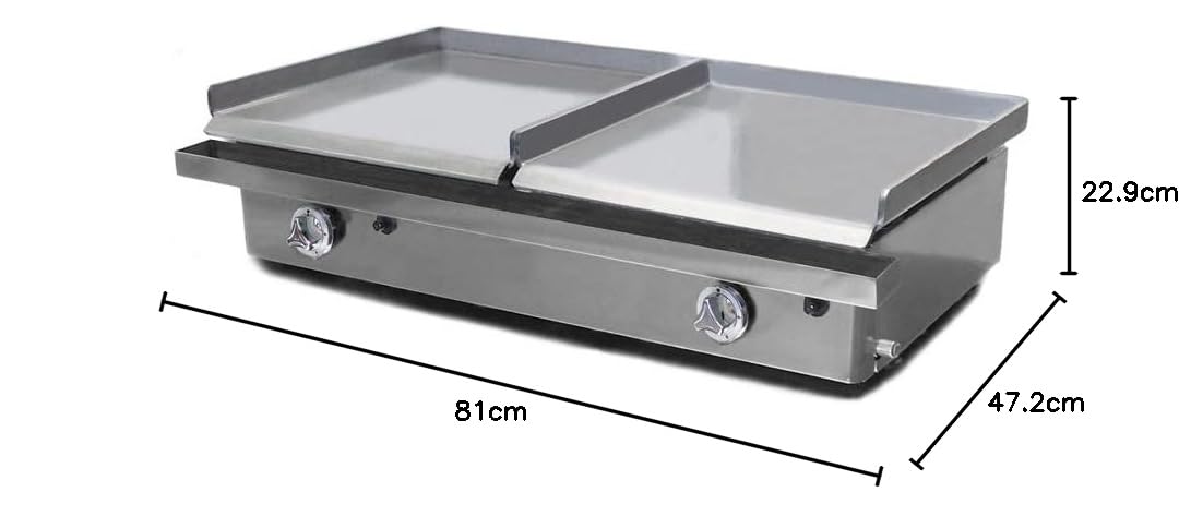 MBH - Plancha a gas industrial 400x400+400x400 mm económica para hostelería. Fry Top dos zonas profesional de acero laminado para bar y restaurante.