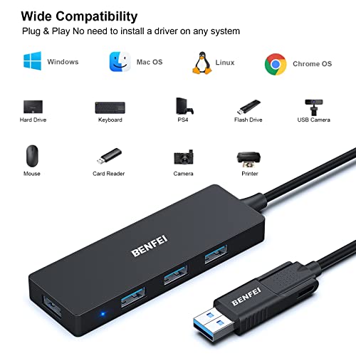 BENFEI Hub dati ultra piatto USB 3.0 a 4 porte