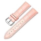 Cinturino in Pelle di Ricambio Universale Lungo 20 cm, Largo 12-24 mm, con Motivo a bambù, Adatto per l'uso Quotidiano.,Pink-21mm