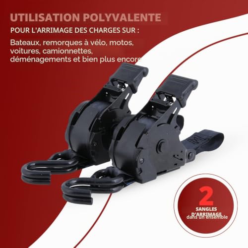 Sangles d'arrimage automatiques à rétraction 3.65m sangle à cliquet - 2