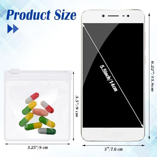 Image of Zonon 24 Pieces Pill Pouch Bags Zippered Reusable Pill Baggies Clear Plastic Bags Self Sealing Travel Medicine Organizer Storage with Slide Lock for Cod Liver Oil, and Small Items