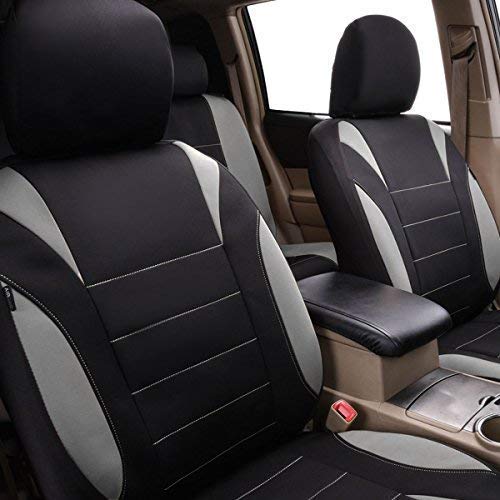 Car Pass Waterproof Neoprene 11 Piece Universal Fit Car Seat Covers, Fit For Suvs,Vans,Trucks,Sedans,Airbag Compatible,Insider Zipper Design (Black And Gray) #TOP7