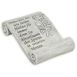 matches21 HOME & HOBBY Grabschmuck Schriftrolle 18 cm mit Spruch und Rose - wetterfeste Grab-Deko für Friedhof, Allerheiligen