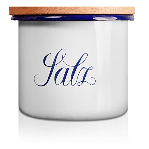 KRÜGER Emaille-Dose Husum Salz 0,7 Liter - schnitt- und kratzfeste Aufbewahrungsbox mit Deckel - Silikondichtungsring für luftdichtes Verschließen - spülmaschinengeeignet