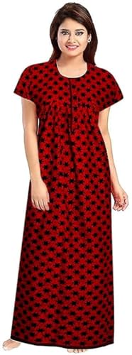Image of YUKATA Nighty for Women Cotton Printed Maxi Gown Ankle Length Nighty Night Dress Gown for Women Maxi - Free Size (Pack of 2)