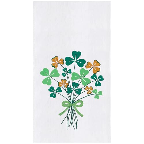 C&F Home St. Patrick's Day Shamrock Bouquet Flour Sack Cotton Kitchen Dishtowel St Pattys Day Irish Ireland Clovers Home Drying Dish Hand Towel Decor Decoration Green