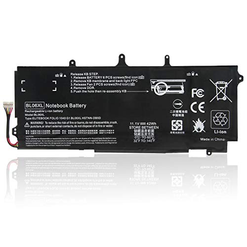 BL06XL BLO6XL HSTNN-DB5D IB5D HW02C 722236-171 1C1 271 2C1 722297-001 005 F450 F450C BL06042XL Reemplazo de batería para computadora portátil HP EliteBook Folio 1040 G0 G1 G2 Series (11.1V 42Wh) Cover