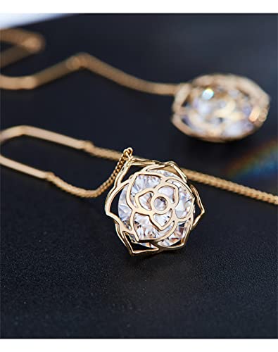 14K Gold Rose Flower Dangle Earring For Women Tassel Threading Long Chain Earrings For Women Drop Earrings For Bridesmaid4
