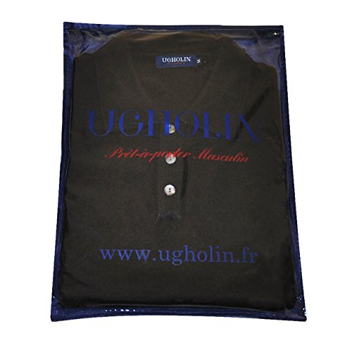 UGHOLIN Men’s 100% Cashmere Polo Style Sweater Dark Brown3