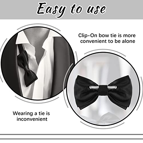 Image of Geyoga 2 Packs Bow Ties for Men Bow Ties Boys Bow Tie Costume Bow Ties Solid Clip on Bow Tie for Wedding Party