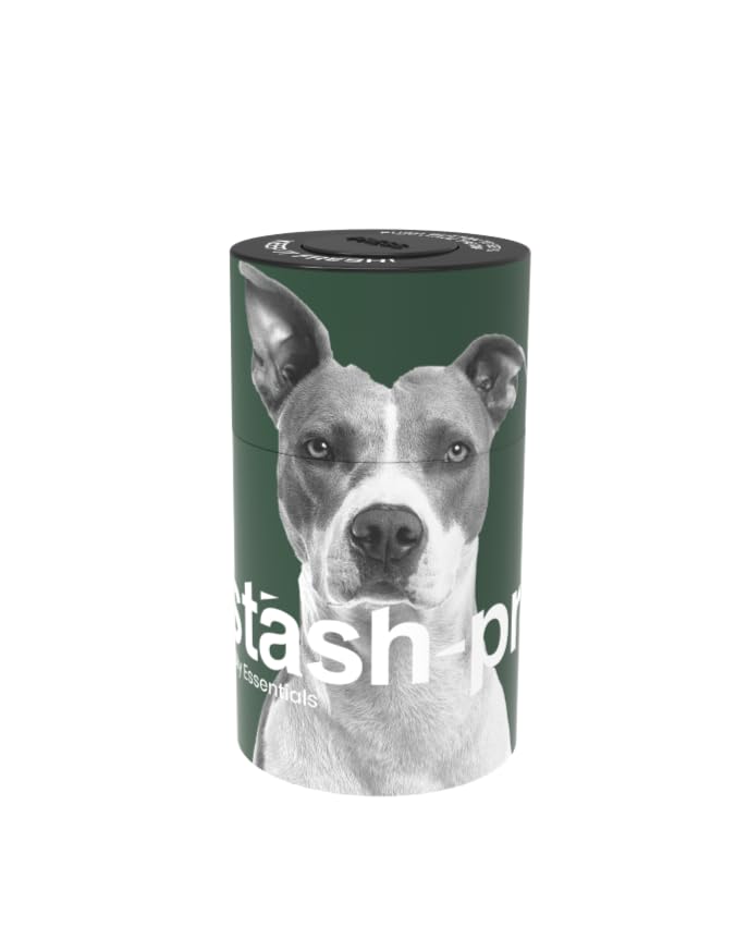 Image of Stash-Pro Vacuum Storage Jar - Street Alpha Edition | 10cm x 5.6cm Airtight Container | Smell-Proof, Push Button Seal | Stylish Dog Print Storage for Herbs, Spices & Essentials