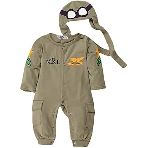 LOOLY Baby Boys Pilot Two Piece Layette Set Toddler Outfits with Cap,80,Royal Green Cover