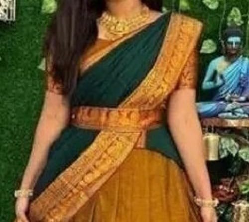 Image of ZITON ARICO MART Women's Indian Traditional Kanjivaram Silk Pure Weaving Lehenga Choli Along With Dupatta And Blouse Piece, Half Saree (Unstitched)