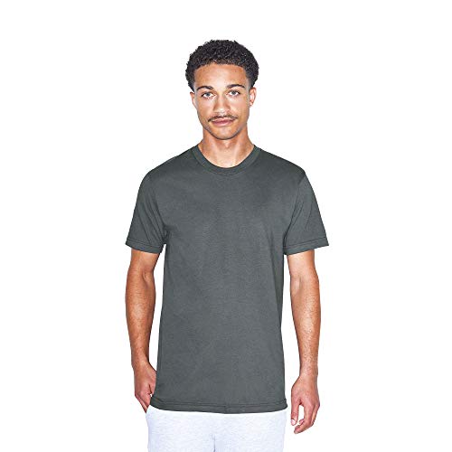 American Apparel Men's Fine Jersey Crewneck Short Sleeve T-Shirt, 2-Pack, Asphalt, Medium