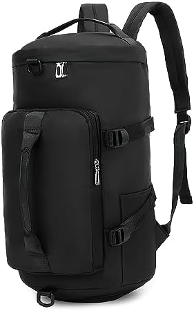 Gym Bag for Women,Waterproof Duffel Backpack Sports Duffle Bag with Shoes Compartment,Carry On Rucksack Daypack for Travel Yoga Camping (Black)