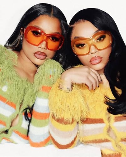 Oversized Trendy Wrap Around Sunglasses for Women Men - Cool Concert shades 2000s Retro Round Big Shield Glasses3