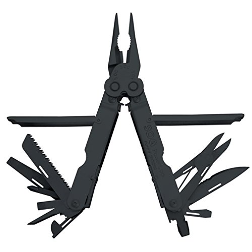 SOG Specialty Knives & Tools B61-L Power Lock EOD 2.0 Scissor Multi Tool with Half Serrated Steel Blade 22-Tools Combined, Black Oxide Finish