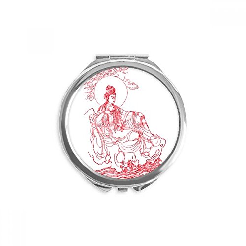 Miroir de poche guanyin bouddhisme pour retouche maquillage au bureau ou en voyage