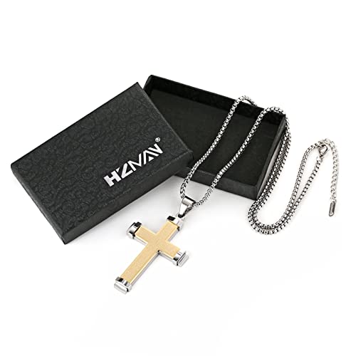 Collier croix homme acier inoxydable HZMAN pendentif chaîne