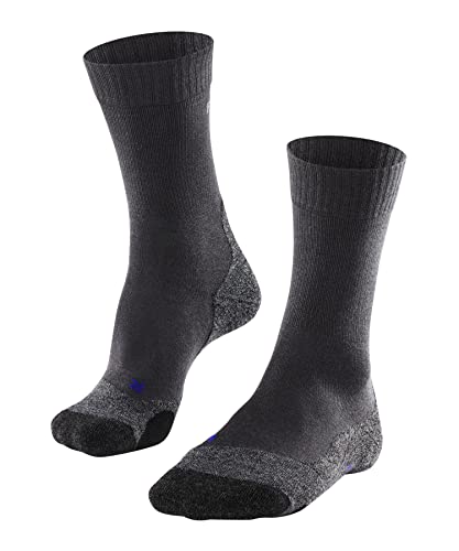 FALKE Women's TK2 Explore Cool Hiking Socks, Mid Calf, Medium Padding, Breathable Quick Dry, Cooling, Lyocell, Grey (Asphalt Melange 3180), 8-9, 1 Pair