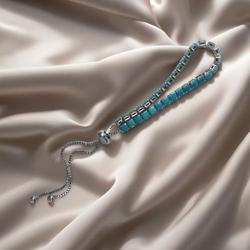 Italian Sterling Silver Women's Tennis Bracelets | Ladies' Sterling Silver Rope Adjustable Bracelet with Crystals | Gift for She2