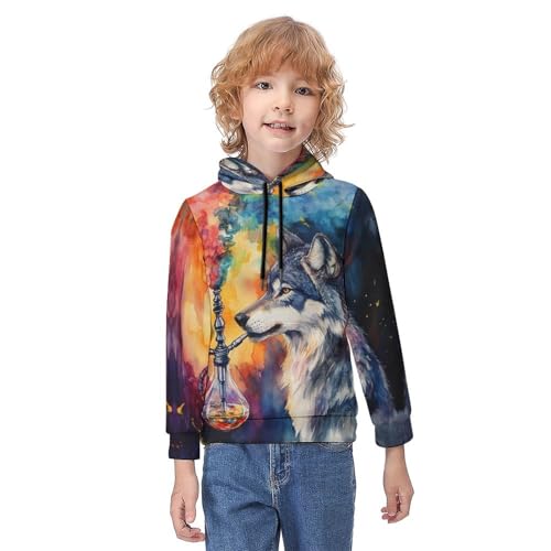 Sweat à capuche 3D manches longues pour enfant sweat-shirt à cordon wolfHoodies 110-150