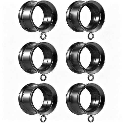 LADEMAYH 3 Pairs DIY Tunnels Plugs Gauges for Ears Piercing Jewelry, Women Mens Stainless Steel Ear Dangle Gauges Accessories Black 06mm=2g by LADEMAYH - Used condition - US$8.24