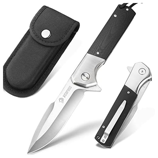 NedFoss Pocket Knife for Men, 4 inch D2 Steel Folding Knife with Clip, G10 Handle, Safety Liner Lock, Sharp Hunting Folding Knife, Survival Knife for Hiking Camping Gifts for Men