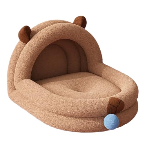 Cama de mascotas antideslizante estilo cueva capibara para gatitos de interior 2