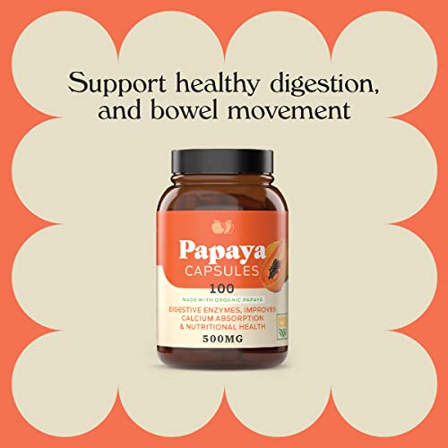 Complete Natural Products Organic Papaya Enzymes & Papain Enzyme Capsules - 500Mg 100 Pills, Organic Papaya Powder Digestive Super Fruit Capsules #TOP2