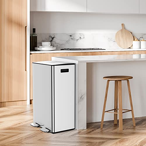 Sunsgrove Kitchen Trash Can 16 Gallon, Dual Garbage Bin Recycle Combo, In-Home Recycling Bin With Dual Compartments, Slim Stainless Steel, 60L Trash Bin For Kitchen/Office, Silver #TOP6