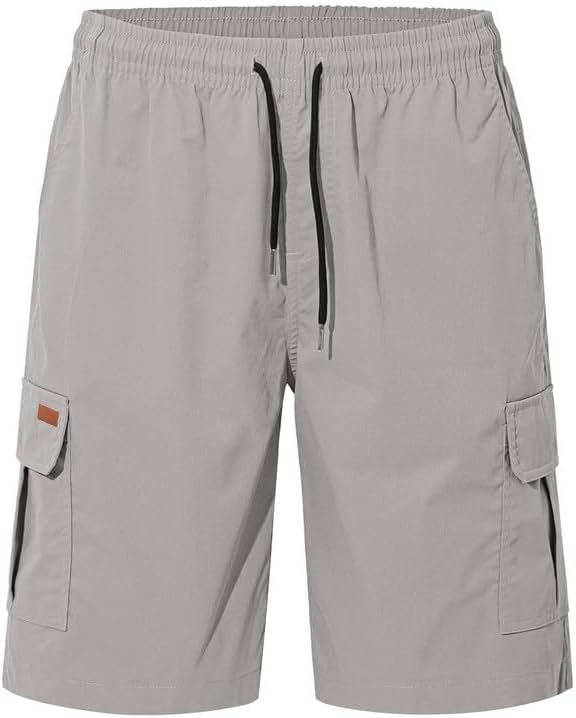 Mens Cargo Shorts Drawstring 9 inch Casual Elastic Waistband Summer with Pockets - Image 2