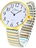Geneva Super Large Stretch Watch Clear Number Easy Read (Two Tone)