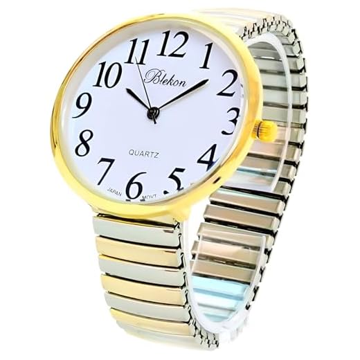 Geneva Super Large Stretch Watch Clear Number Easy Read (Two Tone)