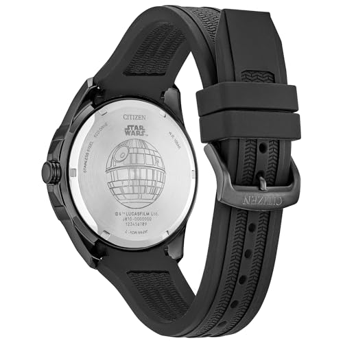 Image of Citizen Men's Eco-Drive Death Star Vader's Shadow, Stainless Steel Case, Black Silicone Strap (Model: AW1606-06W)