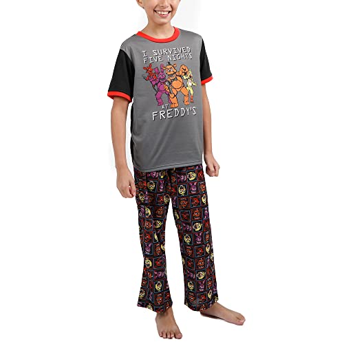 Bioworld Five Nights at Freddys Horror Video Game Youth Boys Pajama Sleep Wear Set- 6 Multicolored