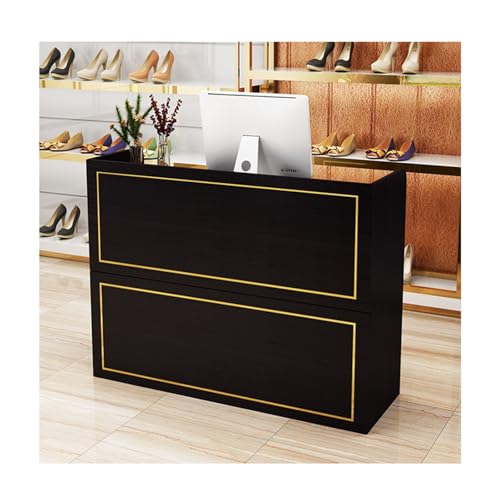 Moderno escritorio de recepción con gestión de cables, elegante mobiliario de oficina, hotel y venta al por menor, mesa de recepción (L 100 cm)