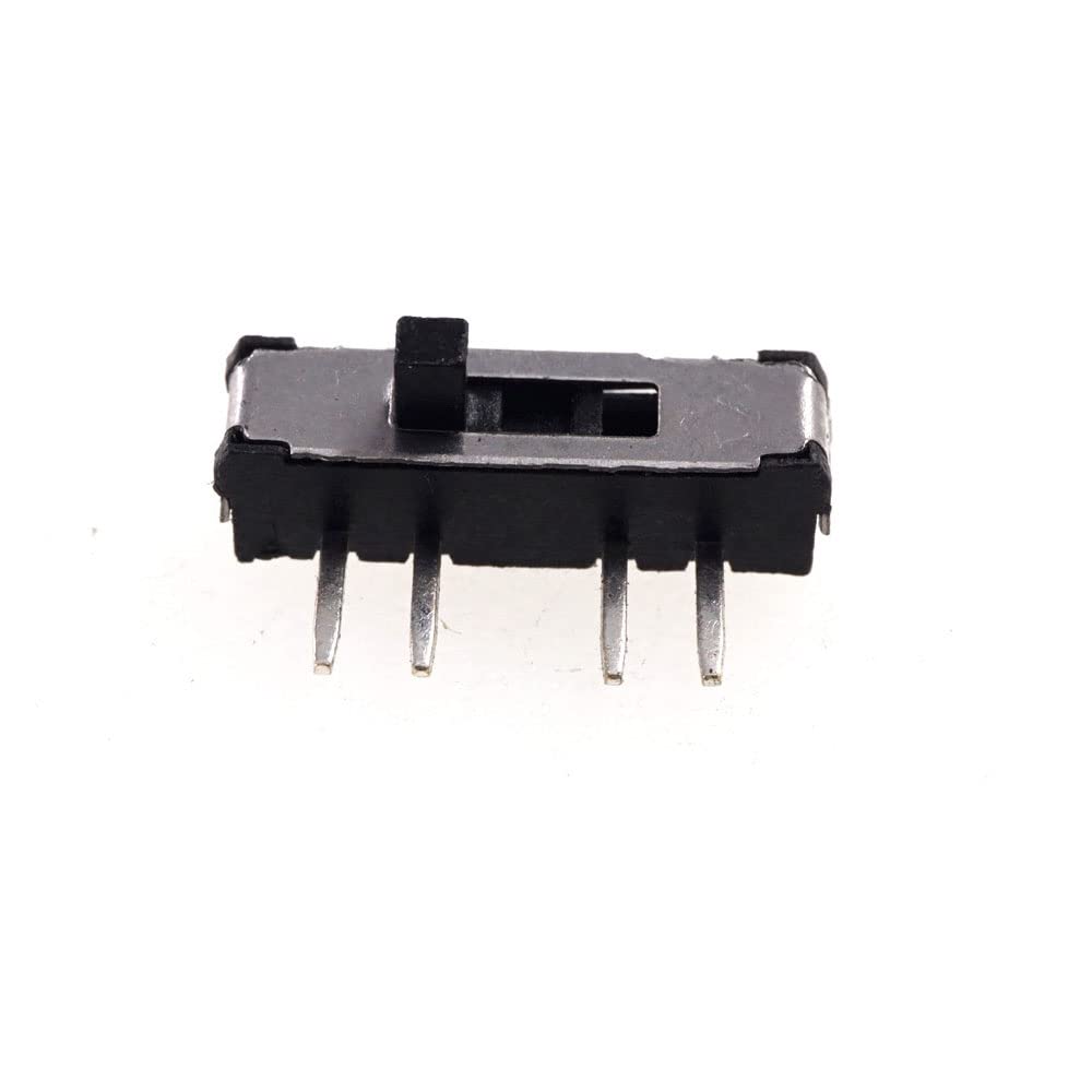 100 Pcs Miniature Slide Switch 4 Pin 1P3T SP3T ON-ON-ON Horizontal Through Hole PCB Knob 2.00mm Height