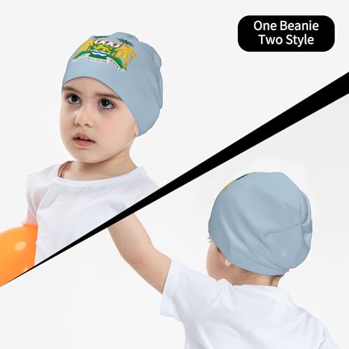 National Emblem of Sierra Leone Children Hip Hop Knitted Hat Kids Elastic Leisure Knit Cap Warm Sleep Beanies Black4