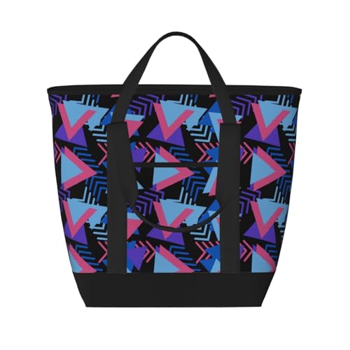 Cool 80s Retro Memphis Insulated Tote Bag – Premium Insulation, Leakproof & Durable, Ideal For Grocery Shopping, Picnics, Food Delivery & Travel