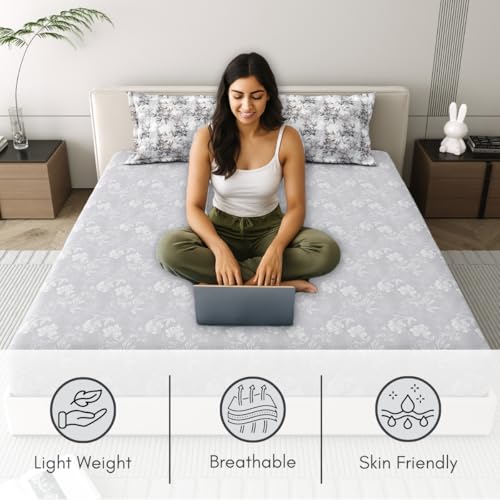 Image of Mafatlal 186 Tc Grandiose Pure Cotton Bedsheet for King Size Bed | 274 X 274 Cm | Heat-Relief Summer Bedding Fabric for Relaxing Sleep | 2 Pillow Covers | Formal Grey