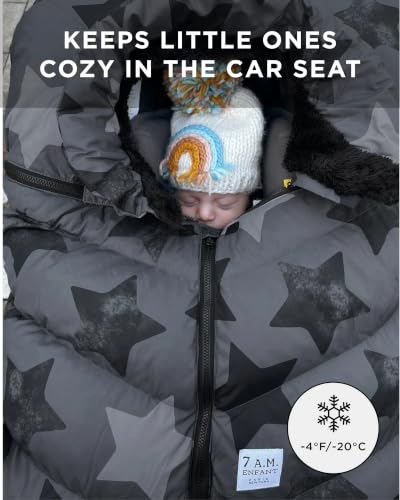 Image of 7AM Enfant Car Seat Covers - Cocoon Baby Cover for Boys & Girls, Rain & Snow Repellent, Breathable Windproof, Center Zipper, Universal Fit for Infant Car Seat (0-12M) (Stella)