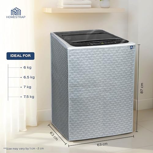 Image of Homestrap Top Load Washing Machine Cover | Waterproof & Dustproof Fabric Protector | Fits 6-7.5 kg Fully Automatic Machines | Compatible with LG, Samsung, Whirlpool, IFB & More |Grey