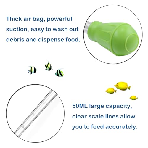 Image of KABASI Waste Clean Tool Coral Fish Feeder, 50ml Manual Acrylic Pipette Suction Dropper with 2PCS Extension Pipes for Fish Tank Cleaning, Water Changer Waste Remover for Aquarium